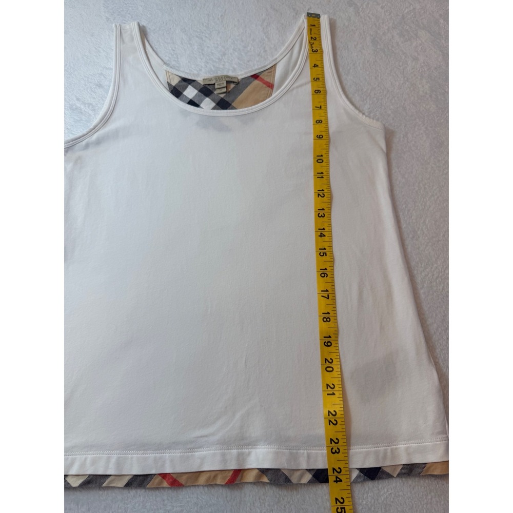 Burberry‎ Brit White Tank Top Nova Check Trim Scoop Neck Sleeveless Shirt Medium - Picture 2 of 8